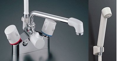 画像1: 水栓金具 INAX/LIXIL　BF-M616H　シャワーバス水栓 デッキタイプ ２ハンドル 一般地 逆止弁付 乾式工法 [★]