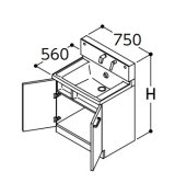 TOTO 洗面化粧台 【LDSWB075AAGEN1A】 サクア 2枚扉タイプ 間口750 洗面ボウル高さ750 扉カラーホワイト 受注生産品 [♪■§]