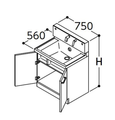 画像1: TOTO 洗面化粧台 【LDSWB075AAGEN1A】 サクア 2枚扉タイプ 間口750 洗面ボウル高さ750 扉カラーホワイト 受注生産品 [♪■§]