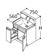 TOTO 洗面化粧台 【LDSWB075AJGEN1A】 サクア 片引き出しタイプ(内引き出し付) 間口750 洗面ボウル高さ750 扉カラーホワイト 受注生産品 [♪■§]