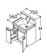 TOTO 洗面化粧台 【LDSWB075BJGEN1A】 サクア 片引き出しタイプ(内引き出し付) 間口750 洗面ボウル高さ800 扉カラーホワイト [♪■]