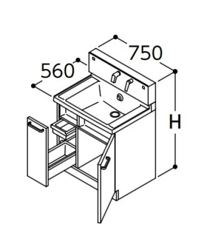 画像1: TOTO 洗面化粧台 【LDSWB075CJJJN1A】 サクア 片引き出しタイプ(内引き出し付) きれい除菌水＋体重計収納 間口750 洗面ボウル高さ850 扉カラーホワイト [♪■§]