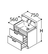 TOTO 洗面化粧台 【LDSWB075BCGEN1A】 サクア 2段引き出しタイプ 間口750 洗面ボウル高さ800 扉カラーホワイト [♪■]