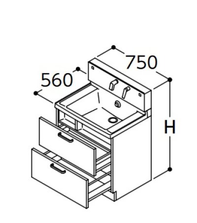 画像1: TOTO 洗面化粧台 【LDSWB075BCGEN1A】 サクア 2段引き出しタイプ 間口750 洗面ボウル高さ800 扉カラーホワイト [♪■]