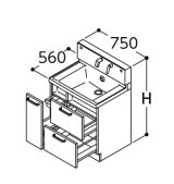 TOTO 洗面化粧台 【LDSWB075BDGEN1 F/H/L/Y】 サクア 3wayキャビネットタイプ 間口750 洗面ボウル高さ800 受注生産品 [♪■§]