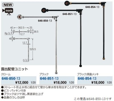 画像2: 水栓金具 カクダイ　646-850-13　露出配管ユニット