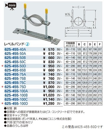 画像2: 水栓金具 カクダイ　625-455-50D　レベルバンド [□]