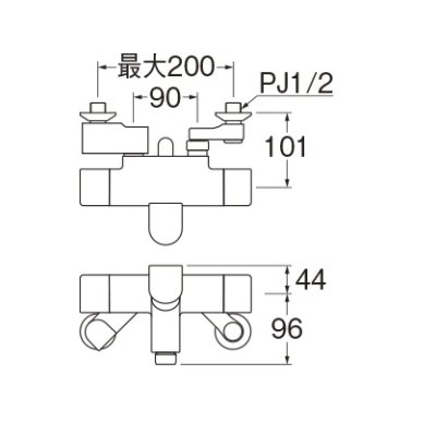 画像2: 水栓金具 三栄水栓　SK1816-13　壁付サーモシャワー混合栓(自閉式) バスルーム用 節水水栓