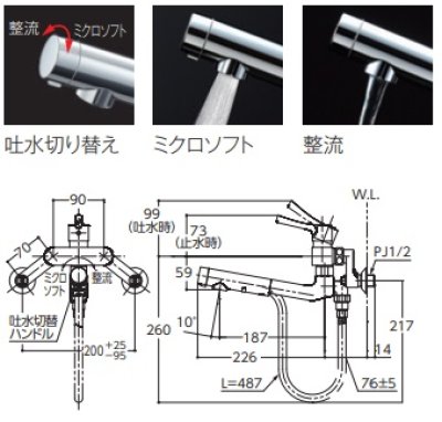 画像2: 【在庫あり】水栓金具 TOTO　TKS05314J　キッチン GGシリーズ 壁付シングル混合水栓 ハンドシャワータイプ 一般地・寒冷地共用 ※TKGG36E取換推奨品 [☆2]