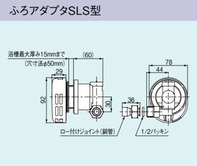 画像1: ガス給湯器 部材リンナイ　UJ-230SLS　ふろアダプタSLS型 高温水供給式専用オプション 浴槽穴径50mm