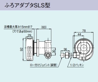 画像1: ガス給湯器 部材リンナイ　UJ-230SLS　ふろアダプタSLS型 高温水供給式専用オプション 浴槽穴径50mm [■]