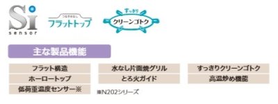 画像2: ビルトインコンロ パロマ 【PD-N202BG 都市ガス用】 コンパクトキッチンシリーズ2口タイプ 幅45cm 水なし片面焼きグリル ブラックプラチナ [♭]