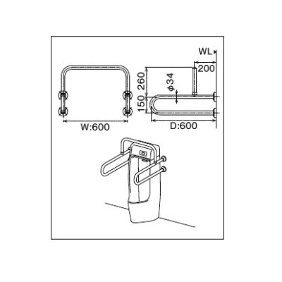 画像2: INAX/LIXIL　KF-701SJ　トイレ関連 小便器用手すり ステンレスタイプ [◇]