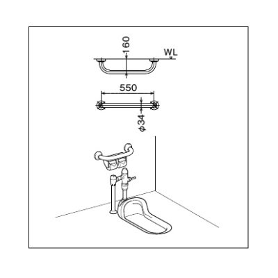 画像2: INAX/LIXIL　KF-914AE55J　トイレ関連 和風便器用手すり 壁固定式樹脂被覆タイプ [◇]