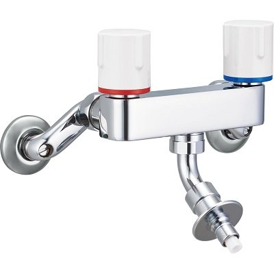 画像1: INAX/LIXIL　SF-WL63RQAN　緊急止水弁付2ハンドル混合水栓 露出タイプ 屋内専用 逆止弁付 寒冷地用 [★]
