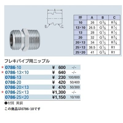 画像2: 水栓金具 カクダイ　0786-10　フレキパイプ用ニップル [□]