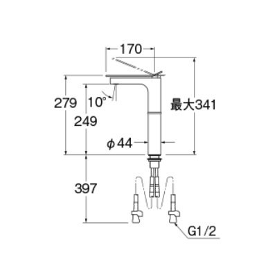 画像2: 水栓金具 三栄水栓　K4732NJV-2T-D7-13　シングルワンホール洗面混合栓 洗面所用 ネロ