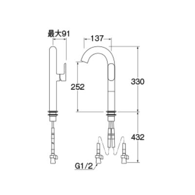 画像2: 水栓金具 三栄水栓　K4781NJV-2T-DJP-13　シングルワンホール洗面混合栓 洗面所用 漆黒