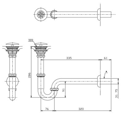 画像1: 洗面器 TOTO　M356W　MR700、MR710用壁排水金具（Pトラップ） [■]