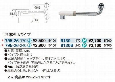 画像2: 水栓金具 カクダイ　795-26-170　水栓先端部品 泡沫SUパイプ [□]