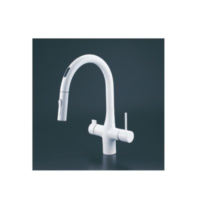 画像1: KVK　KM6091DSCECM4　ビルトイン浄水器用シングルシャワー付混合栓（センサー） 電池タイプ マットホワイト 浄水カートリッジセット付