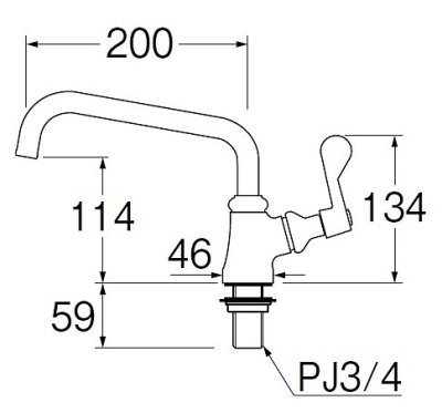 画像2: 水栓金具 三栄水栓　A5370-20　単水栓 厨房用立形上向自在水栓 共用形