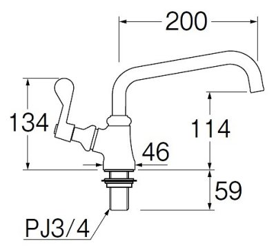 画像2: 水栓金具 三栄水栓　A5370L-20　単水栓 厨房用立形上向自在水栓 左ハンドル 共用形