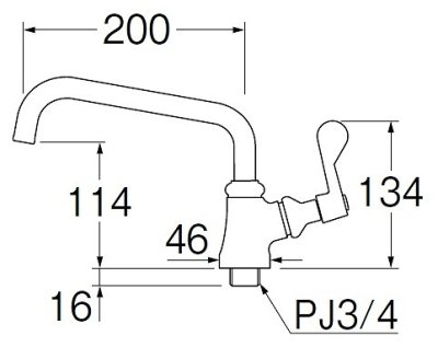 画像2: 水栓金具 三栄水栓　A5371-20　単水栓 厨房用立形上向自在水栓 共用形