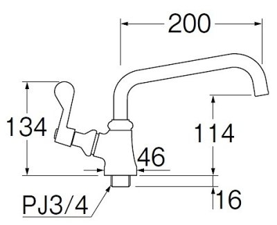 画像2: 水栓金具 三栄水栓　A5371L-20　単水栓 厨房用立形上向自在水栓 左ハンドル 共用形