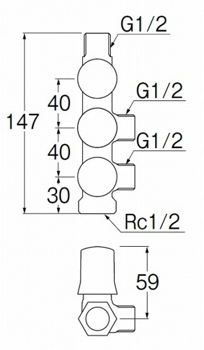 画像2: 水栓金具 三栄水栓　B3112A-R-13　止水栓・バルブ スマートヘッダー 共用形