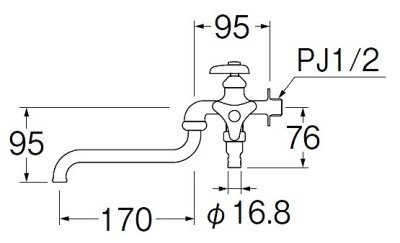 画像2: 水栓金具 三栄水栓　E106V-13　単水栓 散水用二口自在水栓