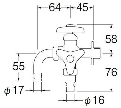 画像2: 水栓金具 三栄水栓　F126V-13　単水栓 散水用二口横水栓 洗濯機用
