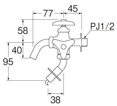 画像2: 水栓金具 三栄水栓　JF123TV-1-13　単水栓 二口横水栓 洗濯機用