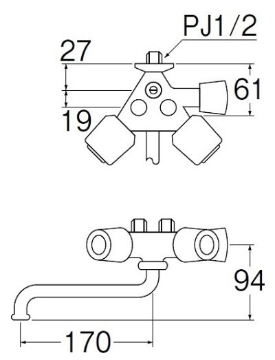 画像2: 水栓金具 三栄水栓　K1619-W-13　壁付ツーバルブ ソーラ水栓 ソーラー用