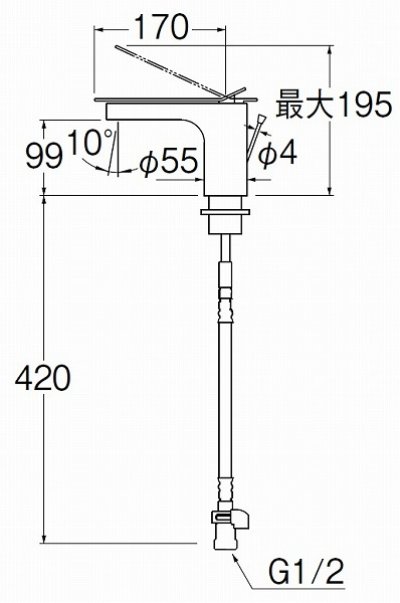 画像2: 水栓金具 三栄水栓　K4731PJV-SJP1-13　ワンホールシングルレバー式 シングルワンホール混合栓 洗面所用 琥珀