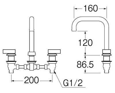 画像2: 水栓金具 三栄水栓　K5541N-13　台付ツーバルブ（ミキシング） ツーバルブ混合栓 共用形 洗面所用