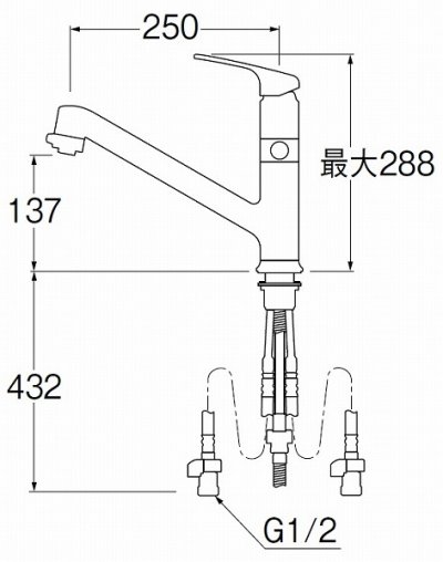 画像2: 水栓金具 三栄水栓　K87101EBJV-13　ワンホールシングルレバー式 シングルワンホールスプレー分岐混合栓 キッチン用