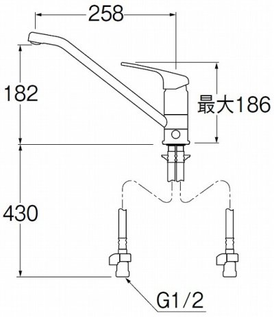 画像2: 水栓金具 三栄水栓　K87111EBJV-13　ワンホールシングルレバー式 シングルワンホール分岐混合栓 キッチン用