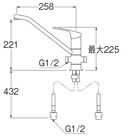 画像2: 水栓金具 三栄水栓　K87112ETJV-13　ワンホールシングルレバー式 シングルワンホール分岐混合栓 キッチン用