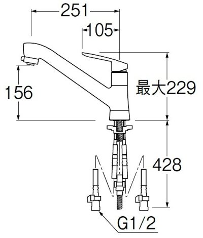 画像2: 水栓金具 三栄水栓　K87121E2TJV-13　ワンホールシングルレバー式 シングルワンホールスプレー混合栓 キッチン用