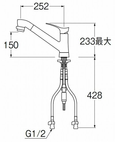 画像2: 水栓金具 三栄水栓　K87121ET6JV-13　ワンホールシングルレバー式 シングル混合栓 ファインバブル付 キッチン用