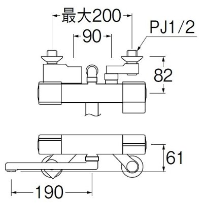 画像2: 水栓金具 三栄水栓　SK18CS76-13　壁付サーモスタット式 サーモ混合栓 浄水ファインバブル付 バスルーム用