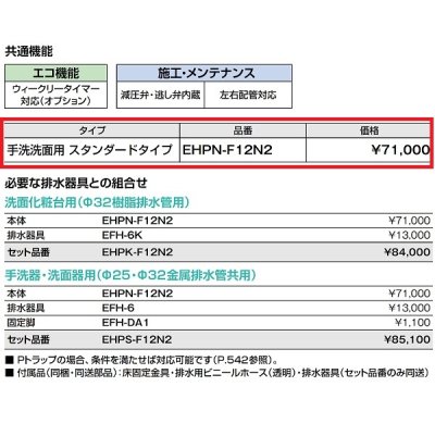 画像3: 【在庫あり】INAX/LIXIL　EHPN-F12N2　ゆプラス 手洗洗面用 スタンダードタイプ 本体 [☆2]