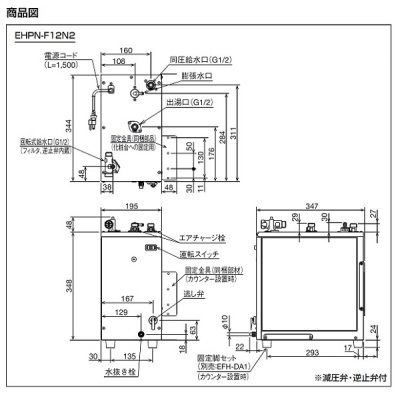 画像5: 【在庫あり】INAX/LIXIL　EHPN-F12N2　ゆプラス 手洗洗面用 スタンダードタイプ 本体 [☆2]