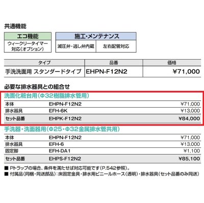 画像3: 【在庫あり】INAX/LIXIL　EHPK-F12N2 (EHPN-F12N2+EFH-6K)　ゆプラス 手洗洗面用 スタンダードタイプ 排水器具セット [☆2]