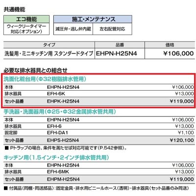 画像3: 【在庫あり】INAX/LIXIL　EHPK-H25N4 (EHPN-H25N4+EFH-6K)　ゆプラス 洗髪用・ミニキッチン用 スタンダードタイプ 排水器具セット [☆2]