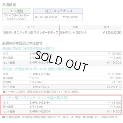 画像3: 【在庫あり】INAX/LIXIL　EHPM-H25N4 (EHPN-H25N4+EFH-6MK)　ゆプラス 洗髪用・ミニキッチン用 スタンダードタイプ 排水器具セット [☆2]