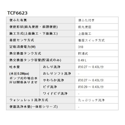 画像4: TOTO　TCF6623＃NW1　ウォシュレット 便座 温水洗浄便座 SB ホワイト (TCF6622後継品) ☆ ♭