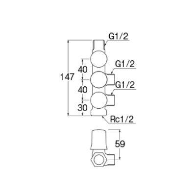 画像2: 水栓金具 三栄水栓　B3112A-R-13-B　スマートヘッダー［共用形］