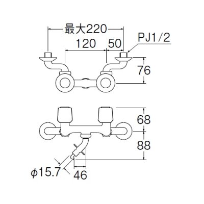 画像2: 水栓金具 三栄水栓　K1101TV-W　ツーバルブ洗濯機用混合栓